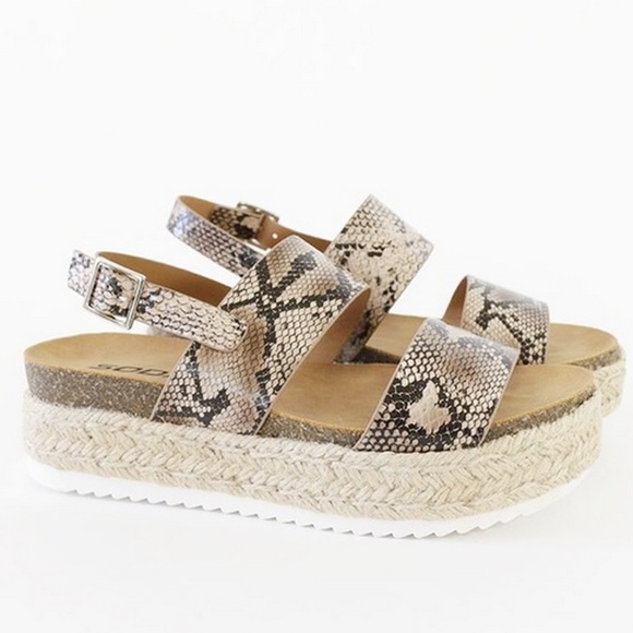 Soda Snakeskin Espadrille Sandals - Picture 1 of 7